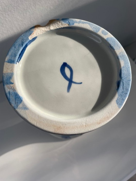 Image 1 of Handmade goblet vase with unique dripping pattern