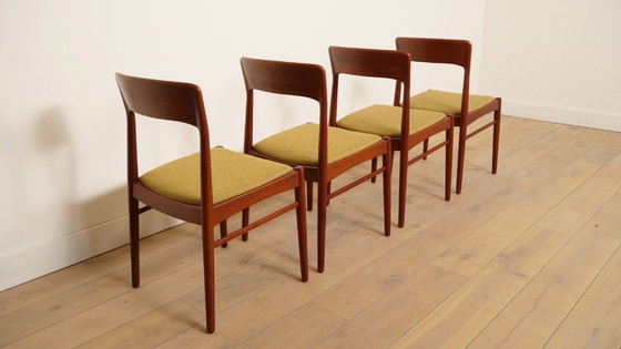 Image 1 of 4 x sedia da pranzo | Henning Kjaernulf | Teak | Rivestita