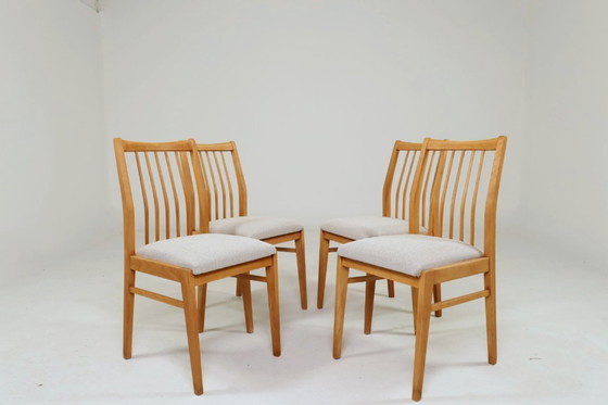 Image 1 of Sedie da pranzo scandinave con motivo a spina di pesce, set da 4 pezzi