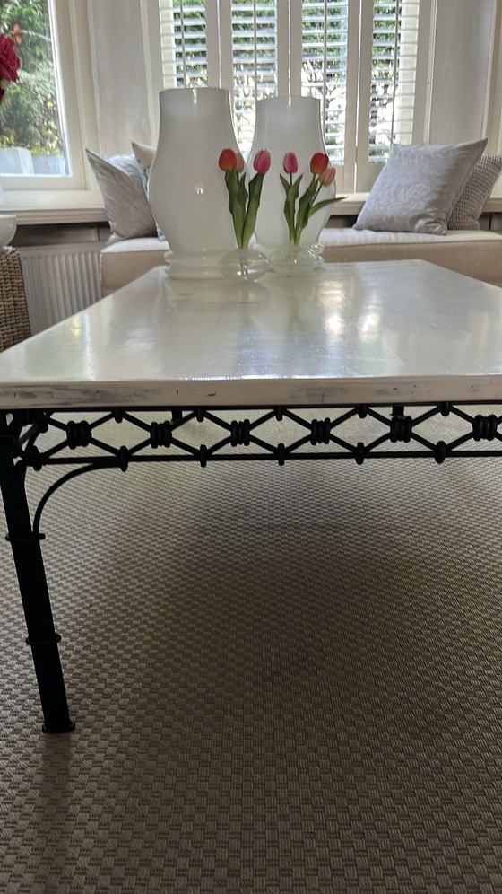 Solid wood Coffee table with knotted iron base, Black (photo 5 of 5)