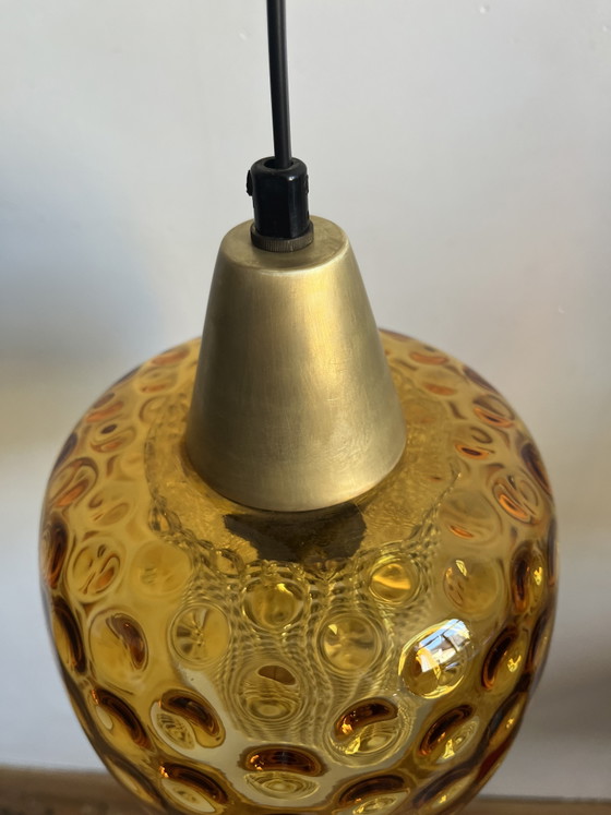 Image 1 of Carl Fagerlund For Orrefors Sweden Amber Pendant Ceiling Lamp