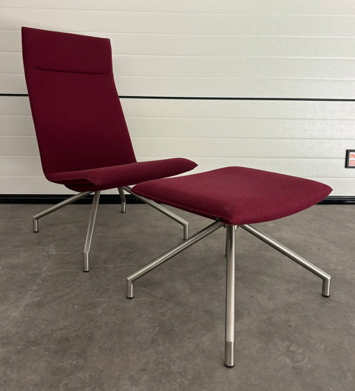 Sillón Arco Lounge Tejido Lana Rojo Burdeos