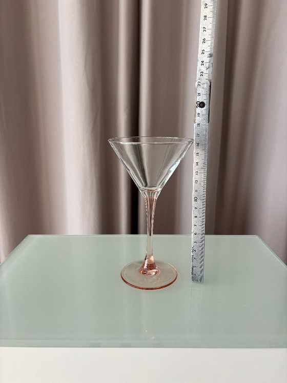 Set Of 6 Vintage Luminarc Martini / Cocktail Glasses – Soft Pink Peach – 1990s – Glass & Decanter (photo 8 of 8)