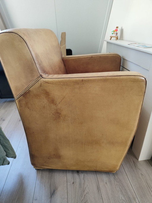 4 Luxuriöse Leder Vintage Sessel.
