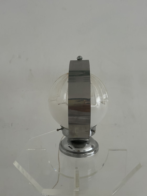 Image 1 of Vintage glass and chrome table lamp