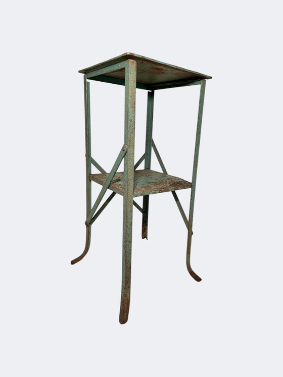 Image 1 of Tavolino pieghevole H. Dutar Paris - Supporto per piante in metallo stile Art Déco francese