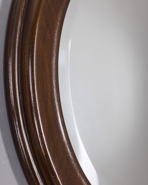 Image 1 of Runder Wandspiegel aus Holz im italienischen Design der 1960er Jahre