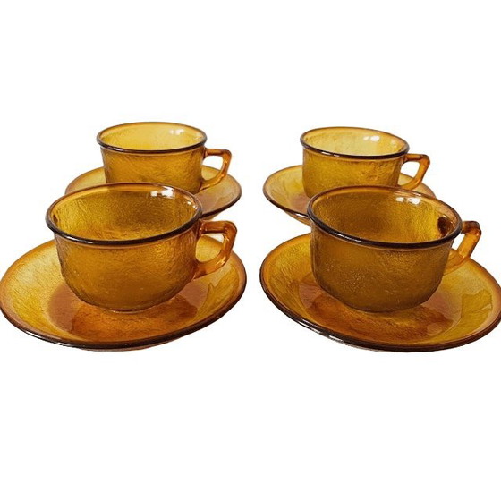 Image 1 of Set di servizio da colazione in vetro ambrato vintage anni '60
