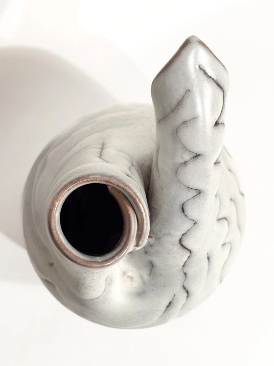 1960s Abstract Grey Glazed Stoneware Vase (photo 9 of 9)