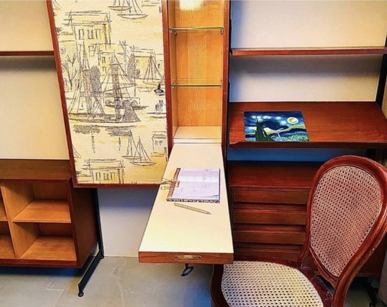 Image 1 of Sistema de estanterías y armarios con dibujo, Italia 1950,s