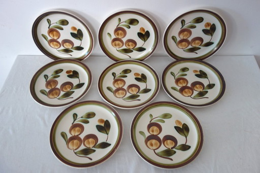 8 Gien Mombasa pattern dinner plates from the 1970s