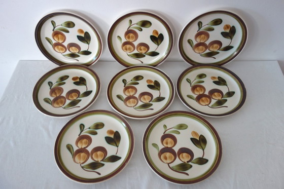 Image 1 of 8 Gien Mombasa pattern dinner plates from the 1970s