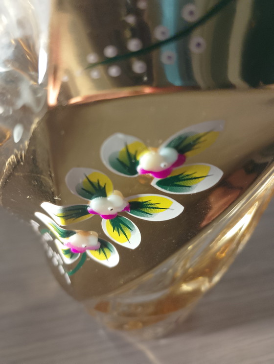 Image 1 of Twisted Bohemian crystal vase, high enamel embossed enamel and 24k gold, Czech Republic