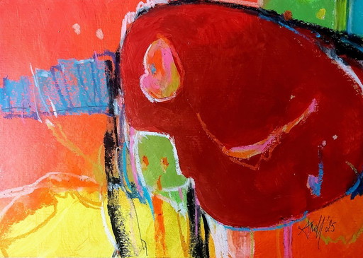 Acrylic mixed media - Birdie