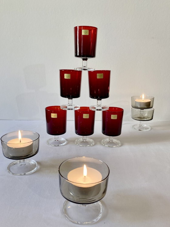 Image 1 of 6 bicchieri Luminarc con stelo, modello n. 2, Svezia, con scatola originale.