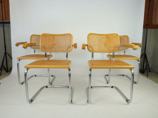 4x Marcel Breuer Stil B64 Freischwingerstühle Vintage Design