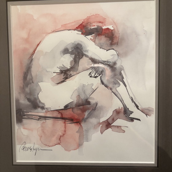 Image 1 of Acuarela “Desnudo en naranja”