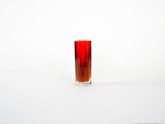 Image 1 of Red glass vase, Czech design, 1960s, made in the Czech Republic
