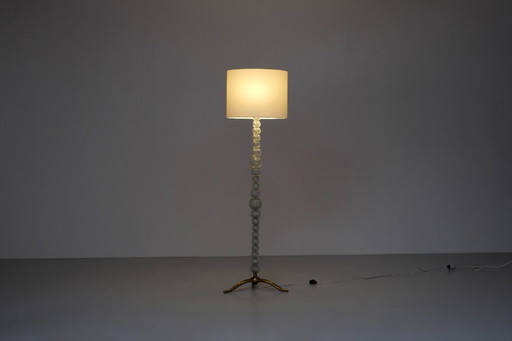 Stehlampe aus Muranoglas und Bronze, Seguso Vetri zugeschrieben, Italien 1950s.