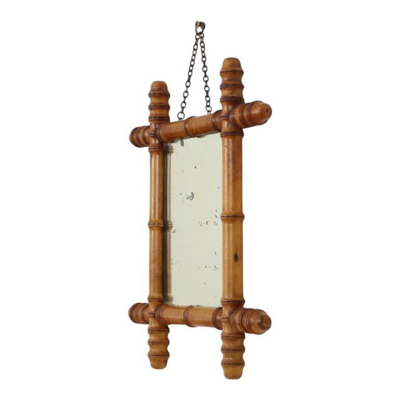 Antiker Holzspiegel Faux Bambus Chinoiserie 40x34cm – Glass, Wood (photo 13 of 14)