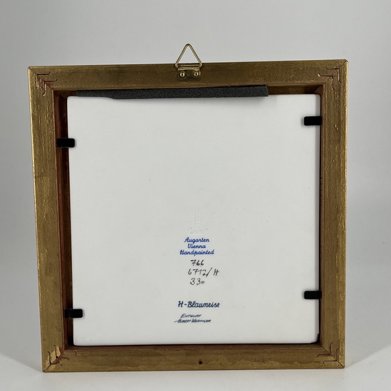 Image 1 of Augarten Vienna Handpainted Porcelain Plaque “Blue Tit” – Hubert Weidinger – 15 x 15 cm
