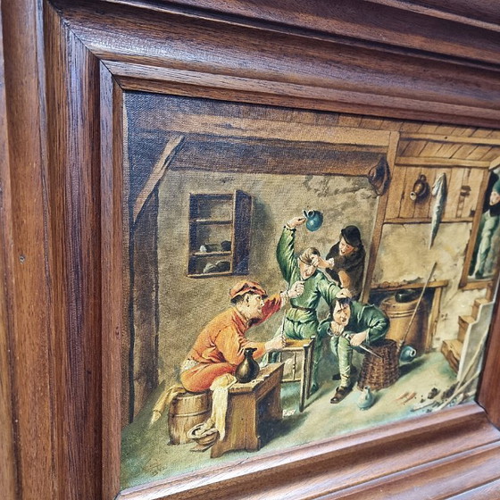 Image 1 of Gemälde mit Genreszene nach Adriaen Brouwer, 1940er Jahre