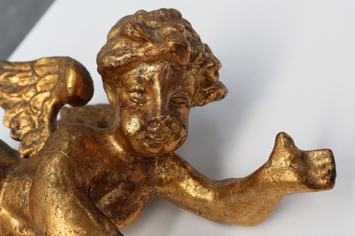 Putti français du XIXe siècle en bois sculpté et plâtre doré