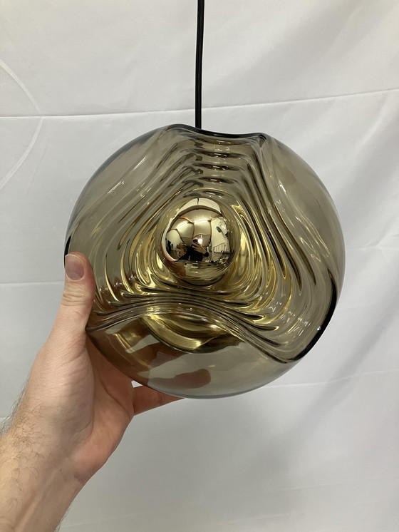 Image 1 of Suspension Vintage Futura Wave de Peill & Putzler en verre fumé