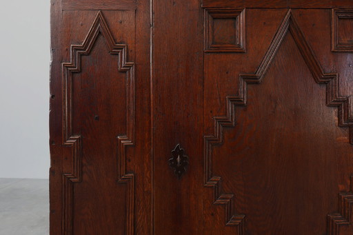 French 16th-century antique oak hand-carved closet