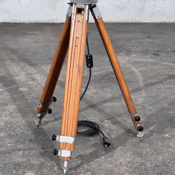 Strand Electric Theatre Spotlight on Adjustable Wooden Tripod, Mid-20th Century, Floor lights, Aluminium (photo 7 of 14)