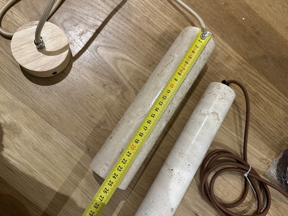 Image 1 of 2x Lámpara colgante de travertino, Wabi Sabi