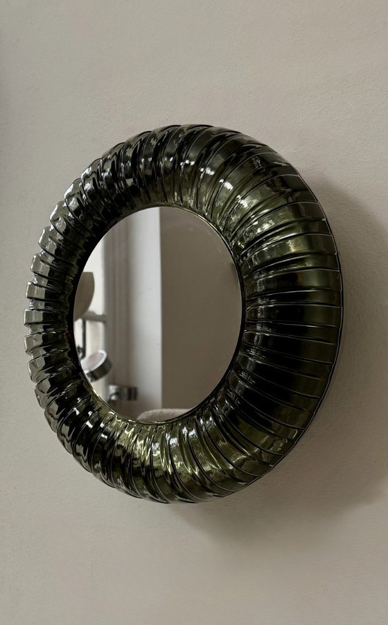 Image 1 of Applique vintage miroir lumineux, Murano et inox poli, Italie, 1960