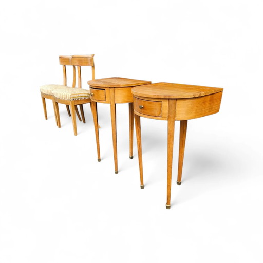 Chaises Biedermeier en Bois de Cerisier Assorties, Ensemble Table d'Appoint, Table Console Trépied