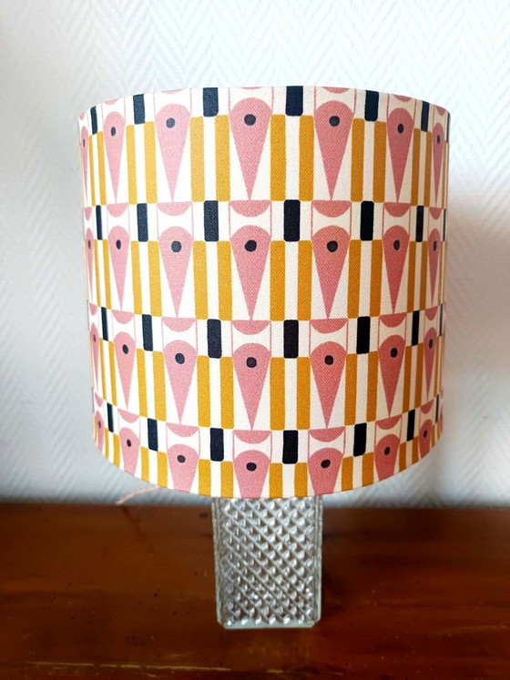 Image 1 of Whiskey carafe lamp and abstract lampshade