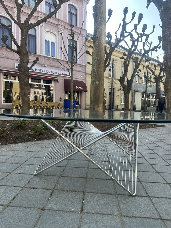 Image 1 of Vintage salontafel met draadframe onderstel