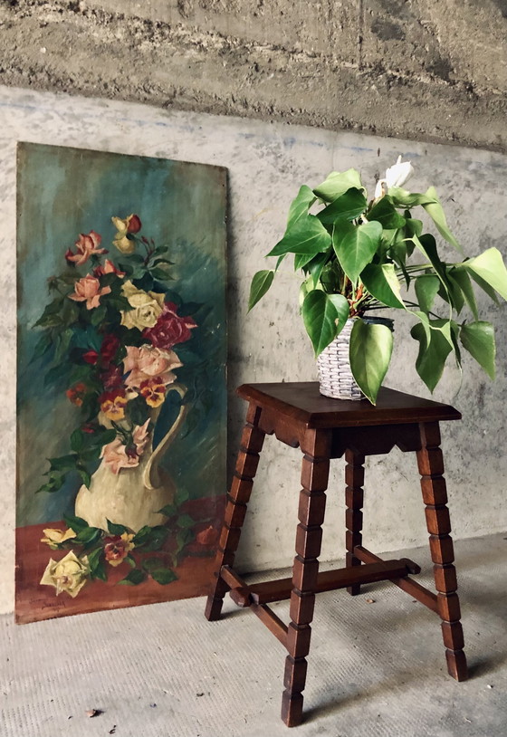 Image 1 of Mid-Century 20th Century Oak Stool or Side Table