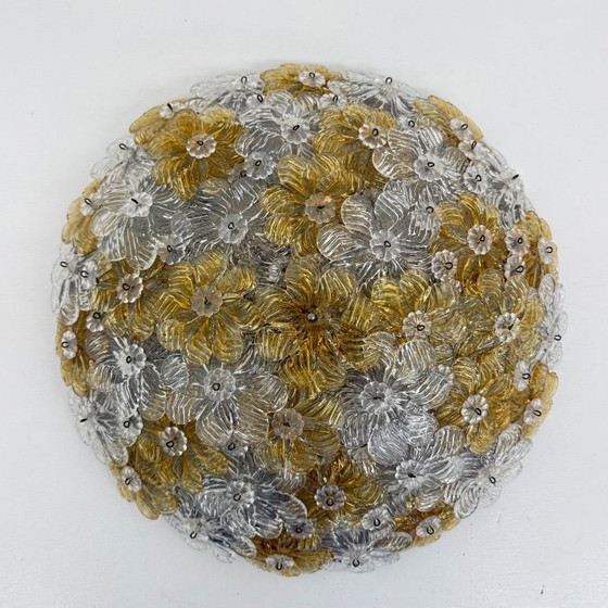 Image 1 of Barovier & Toso Wall Sconce / ceiling lamp , Millefiori flowers , Italy , 1970s