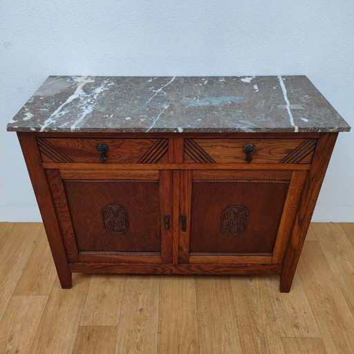 Credenza, cassettiera, comò e mobile da bagno vintage e antichi con piano in marmo.
