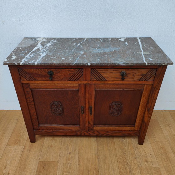 Image 1 of Credenza, cassettiera, comò e mobile da bagno vintage e antichi con piano in marmo.