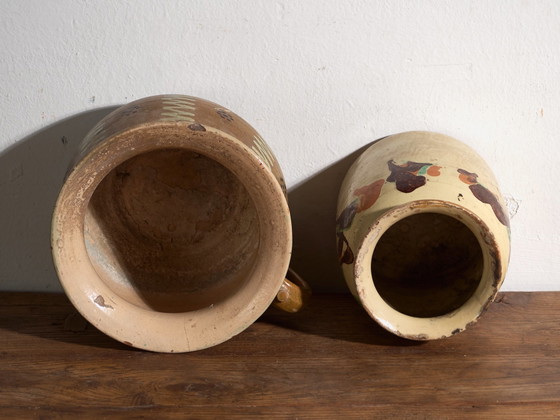 Coppia di Vasi per piante Antichi in Ceramica Smaltata, Europa Centrale, circa 1900, Marrone (foto 5 di 9)
