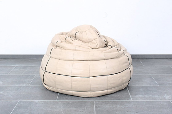 Image 1 of Vintage leather patchwork beanbag from the 1980s