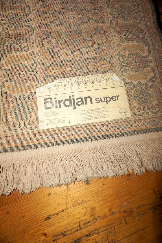 Image 1 of Vintage wollen vloerkleed * blauw veelkleurig klein tapijt * bloemen oosterse stijl * entree vloerkleed