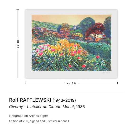 Image 1 of Rolf Rafflewski Giverny - L'atelier de Claude Monet Litografia firmata 1986
