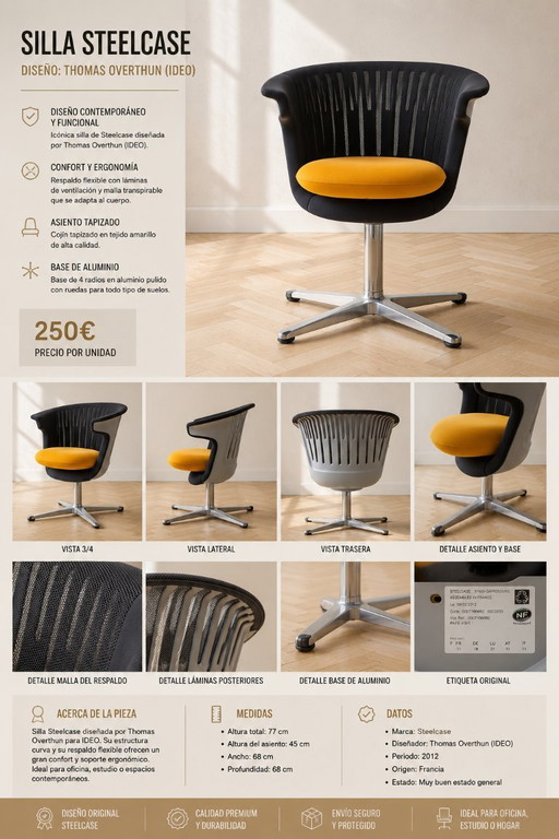Presidente: Steelcase, Thomas Overthun (IDEO) – draaistoelen, Plastic, Textile
