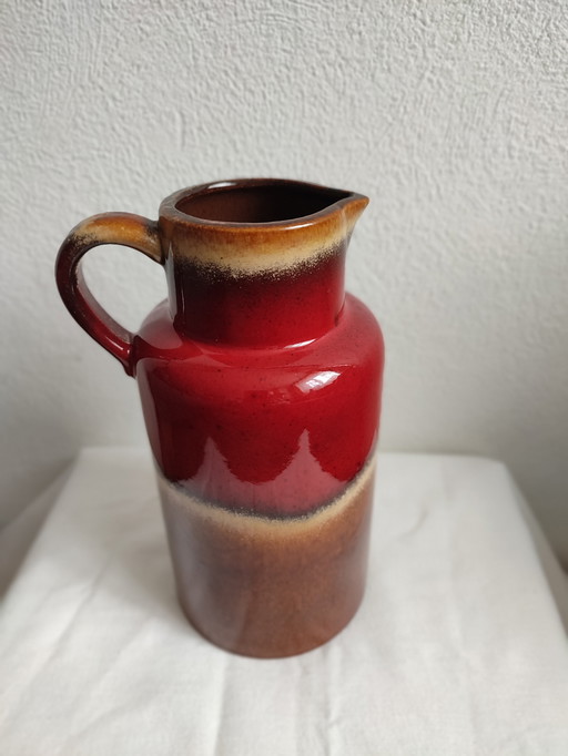 Vintage Scheuring West Germany 447-22 Jarrón jarra rojo marrón lava