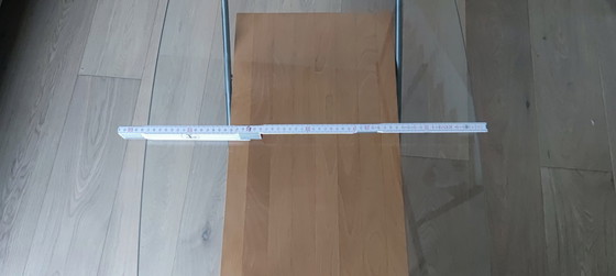 Image 1 of Vintage mid-century coffee table with heavy glass top and chrome frame (1960s)