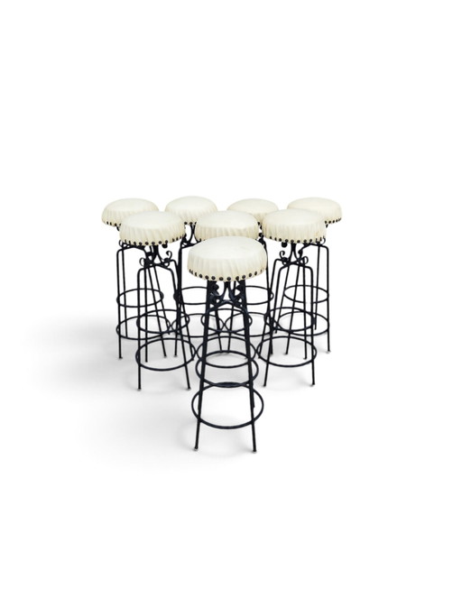 Set van 8 smeedijzeren barkrukken – Iron