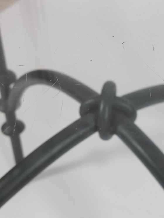 Image 1 of Vintage steel tube glass dining table, garden table, metal knots