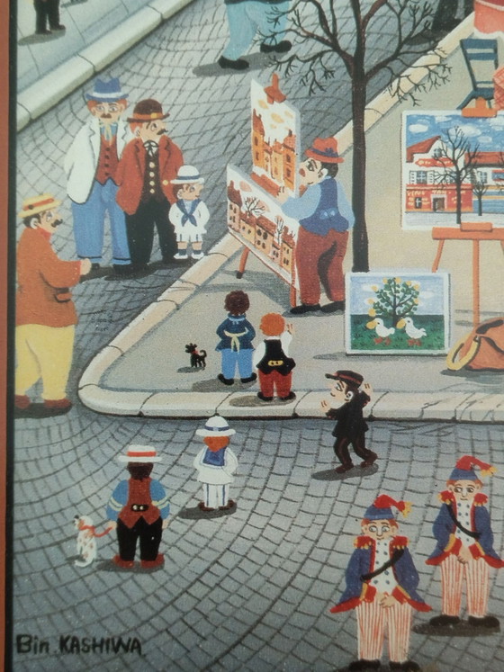 Litografia incorniciata Montmartre - Bin Kashiwa (, Arte, Vetro, Carta, Marrone (foto 4 di 10)
