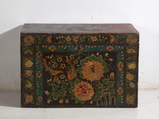 Antique painted Chinese trunk in pine wood – China, circa 1900 – Storage cabinet (photo 31 of 40)